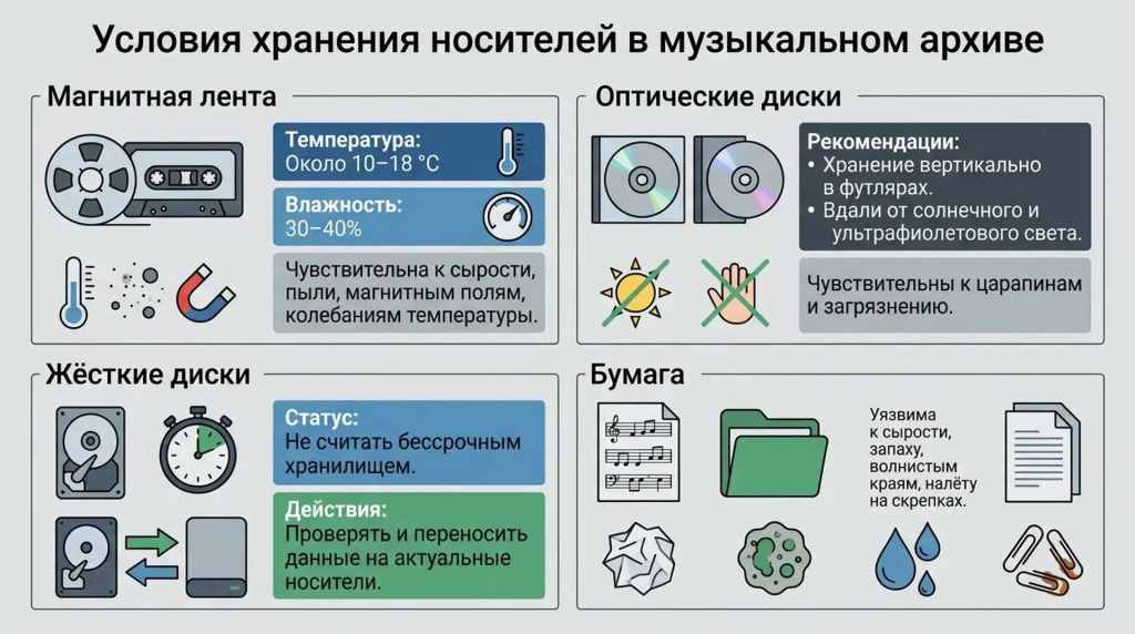 Условия хранения носителей 
